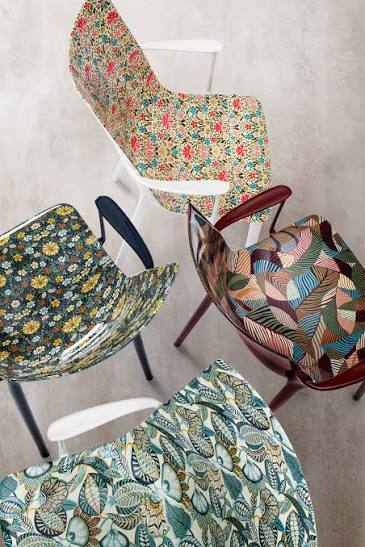 Kartell Chairs H.H.H. UPHOLSTERED FABRIC BLUE MULTI | Kartell