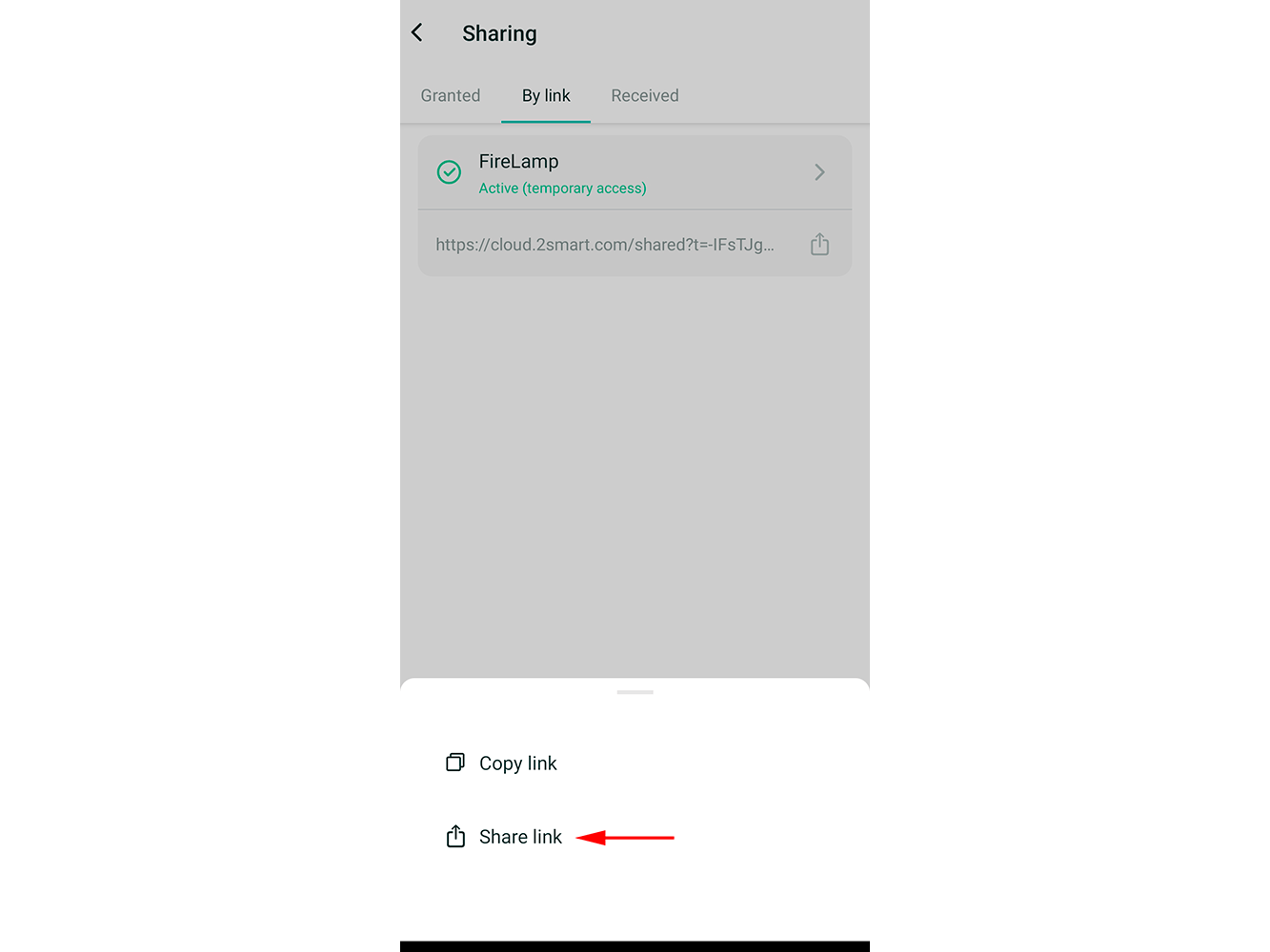 Link management menu