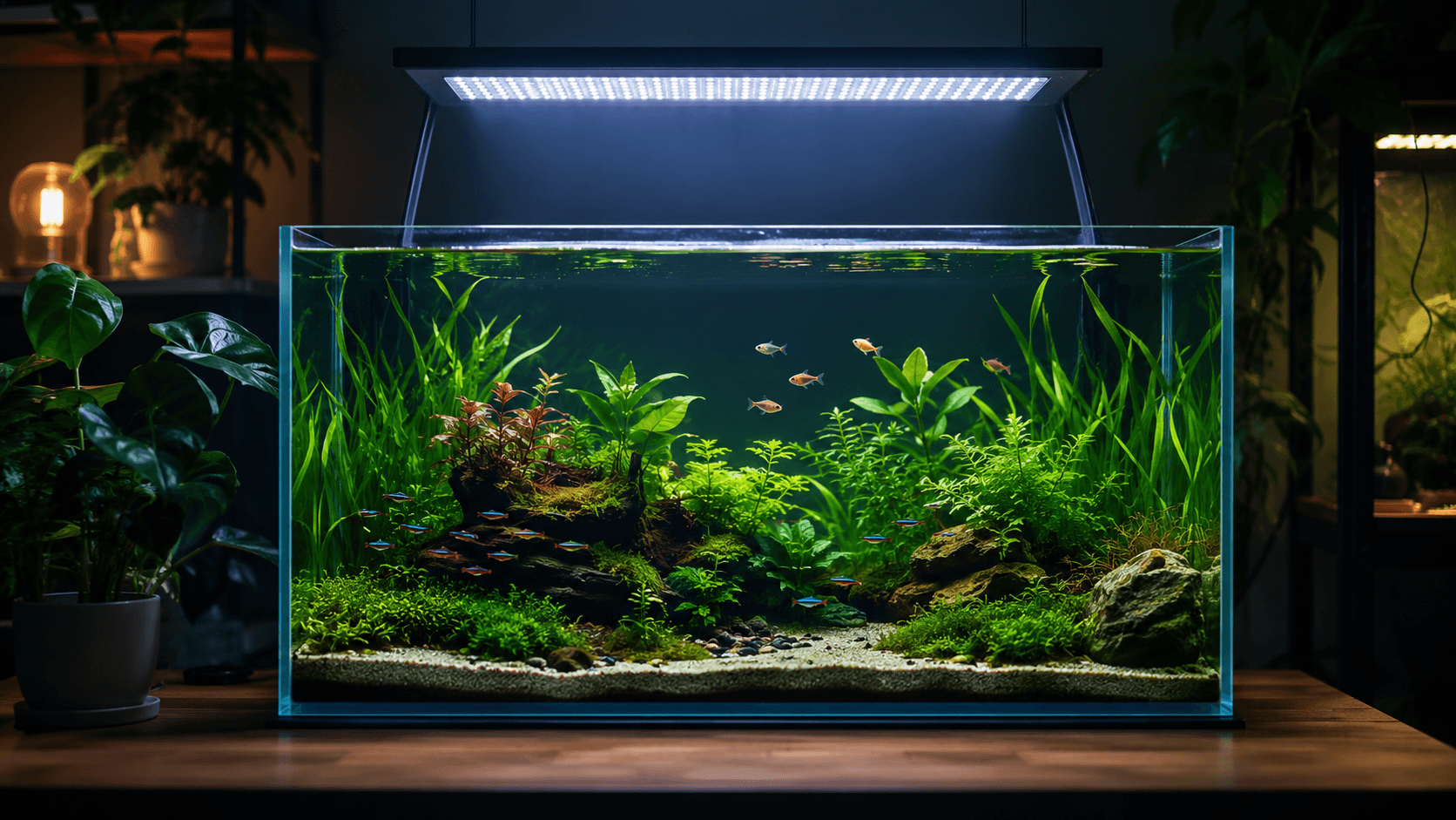 LED-светильник над засаженным аквариумом
