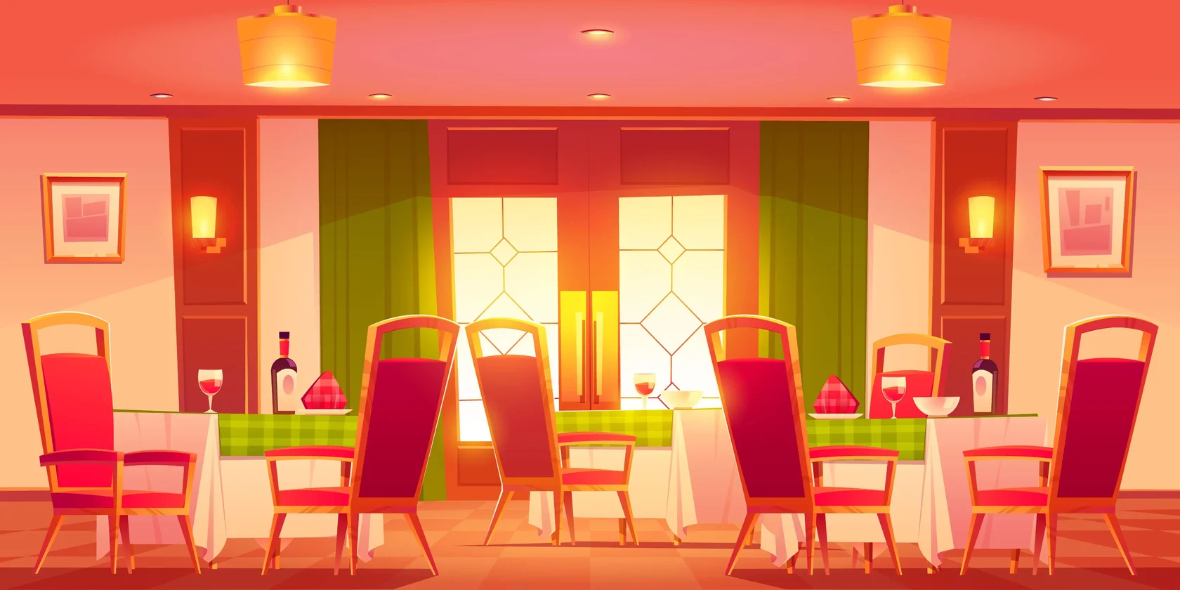 Мультяшный интерьер итальянского ресторана