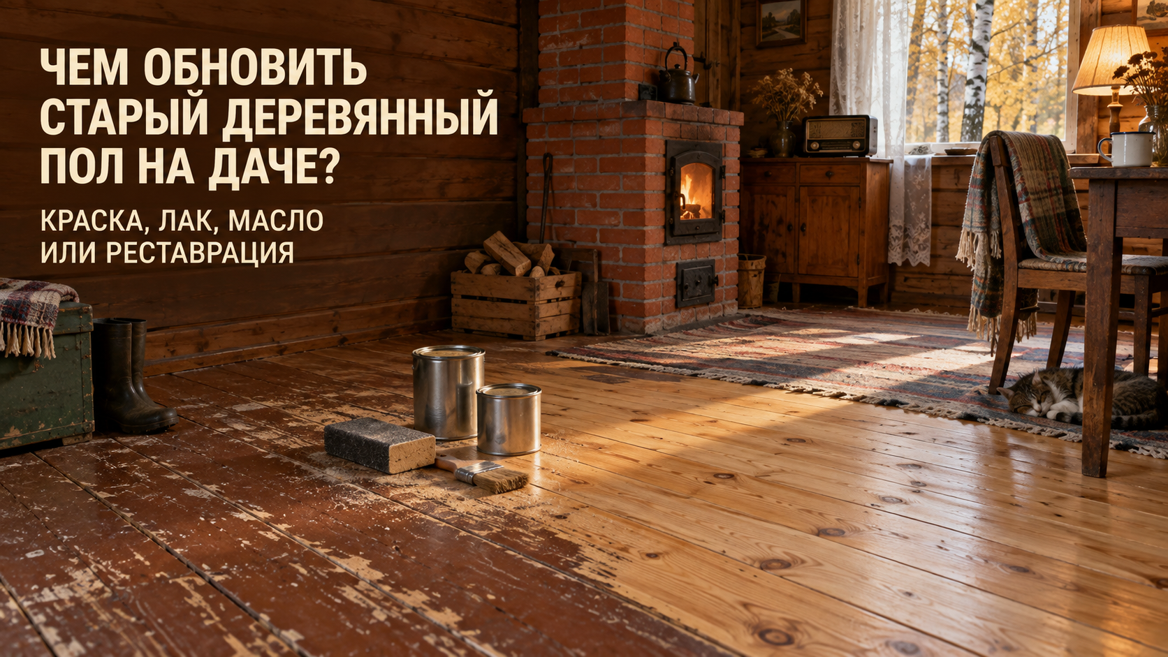 Обновление старого деревянного пола на даче — краска, лак, масло или реставрация