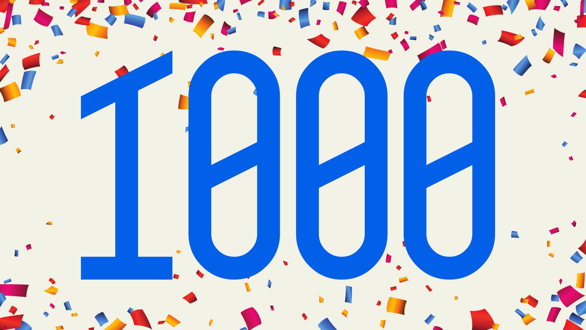 Цифра 1000 на праздничном фоне — достижение сообщества Liberford