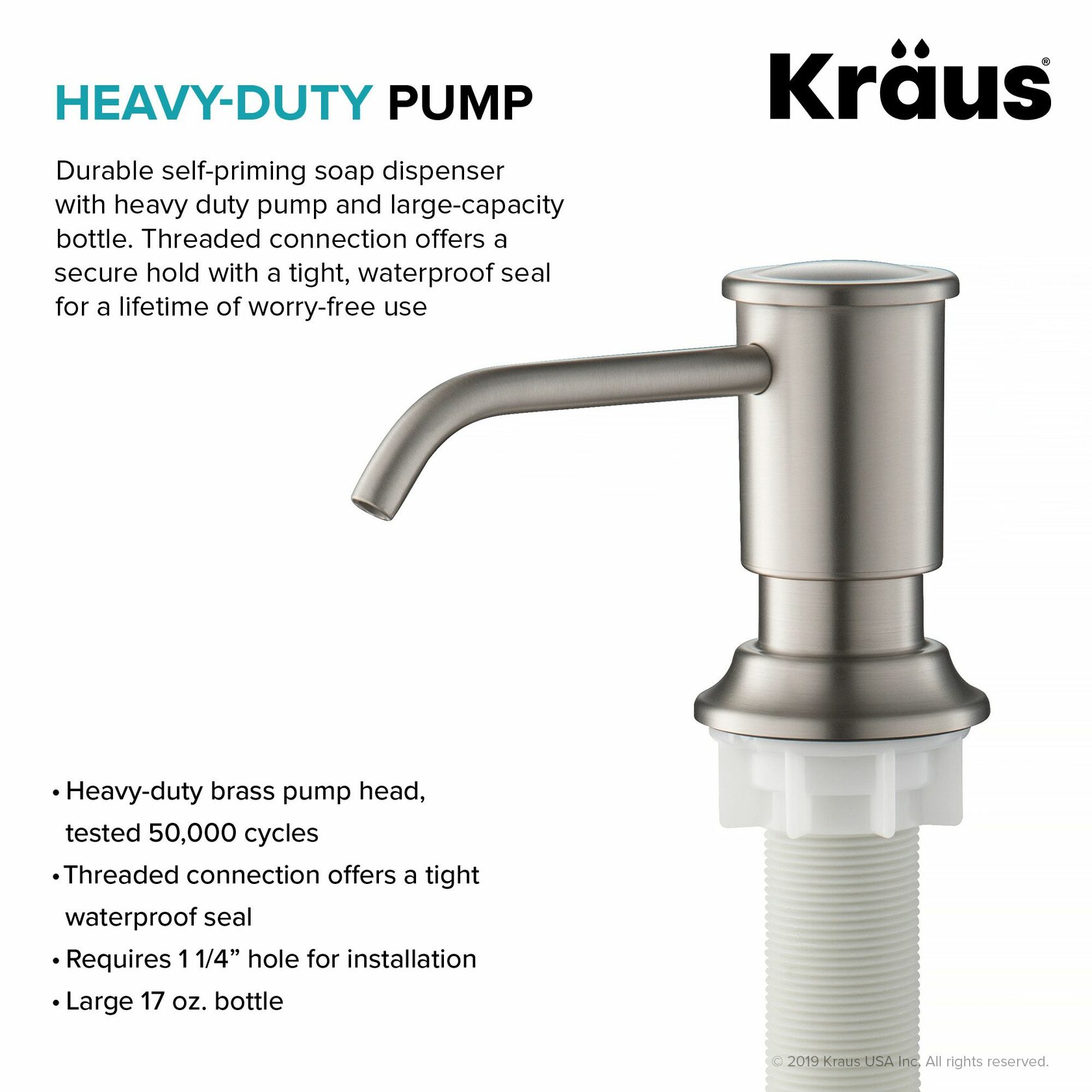 Дозатор рідкого миючого засобу Kraus KSD-80SFS - изображение 4