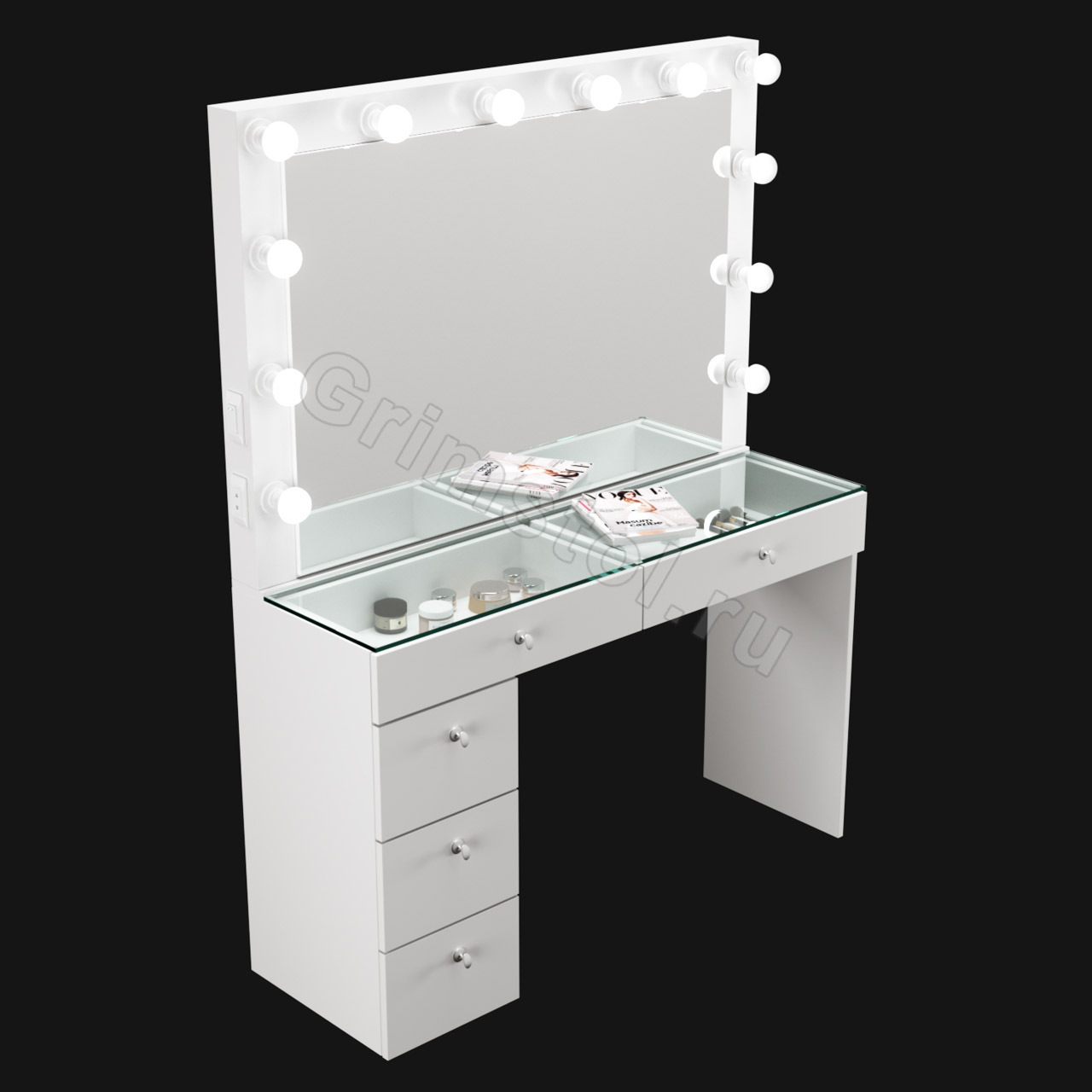 Стол для макияжа с зеркалом белый