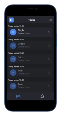 Housekeeping App mobile task list for housemaids