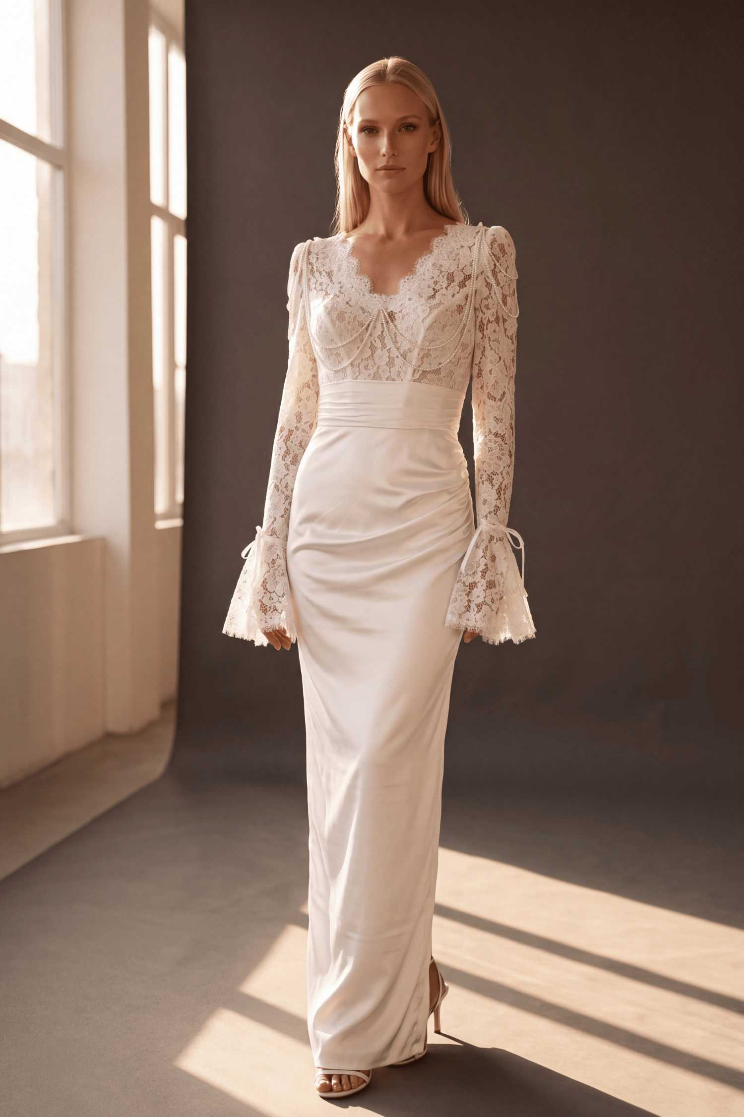 Идеальное свадебное платье RACHEL для осенней свадьбы - примерить в салоне PRIMA BRIDAL в Москве