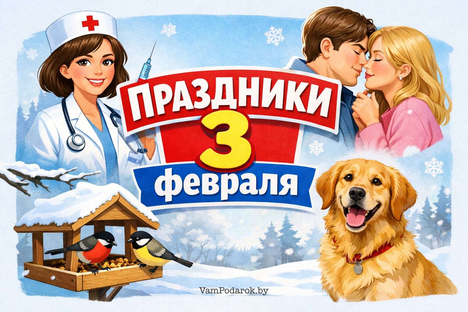 Праздники 3 февраля 2026 года – открытки и картинки