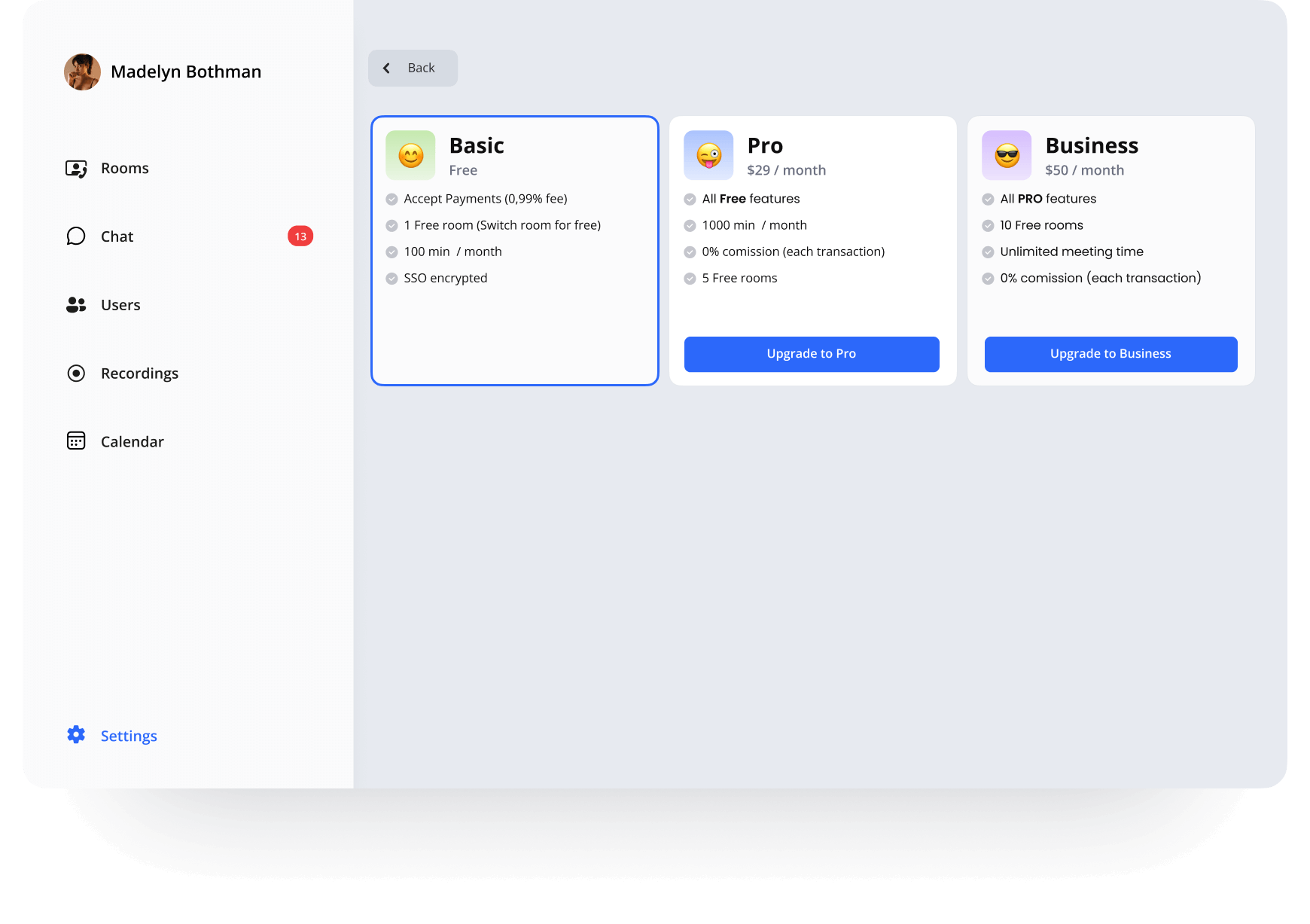 разные планы подписки на платформу видеоконференций