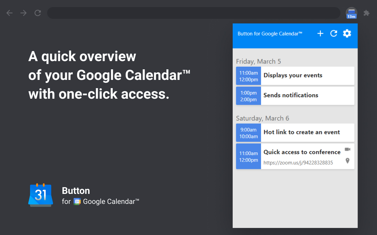 1 Chrome Extension for Google Calendar by Manganum