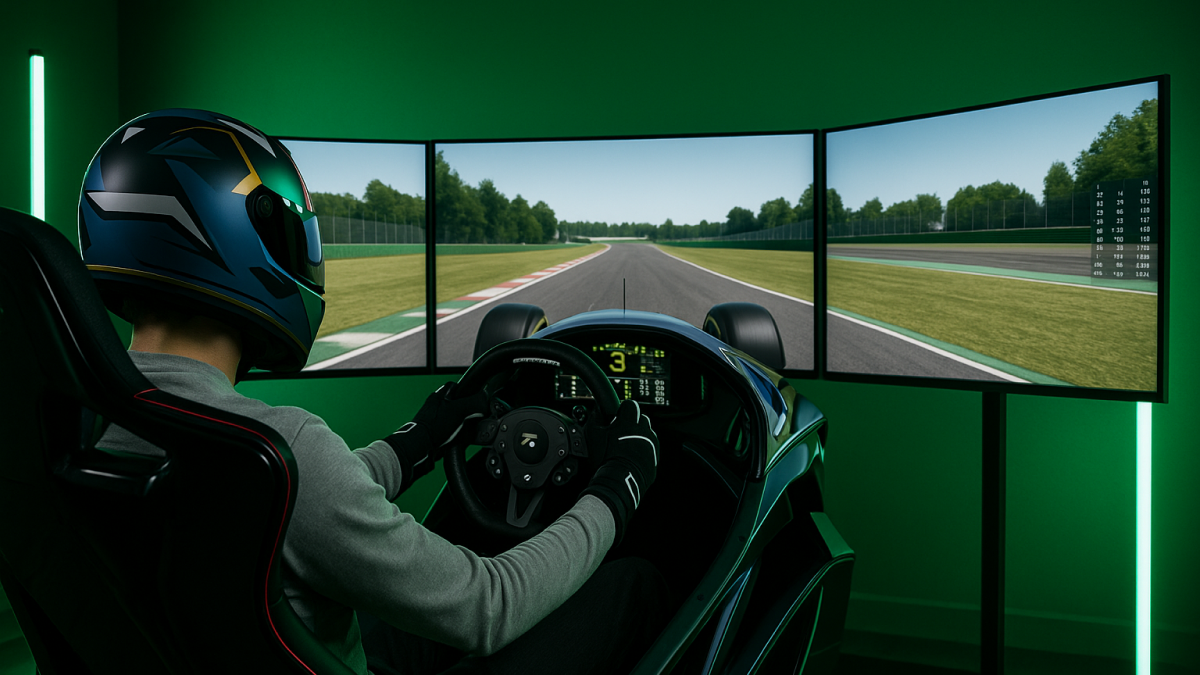 Кадр игрового процесса на гоночной установке