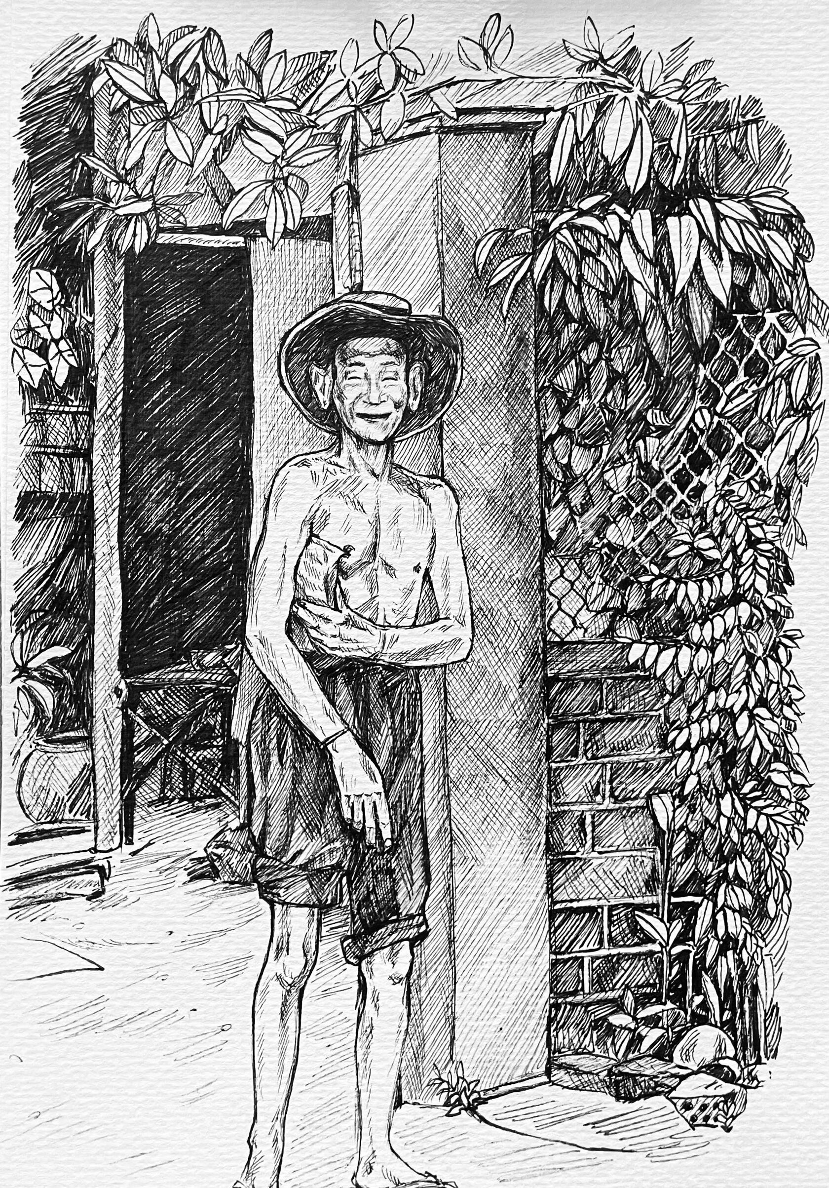 Samalia Swan, artist at her sketchbook
