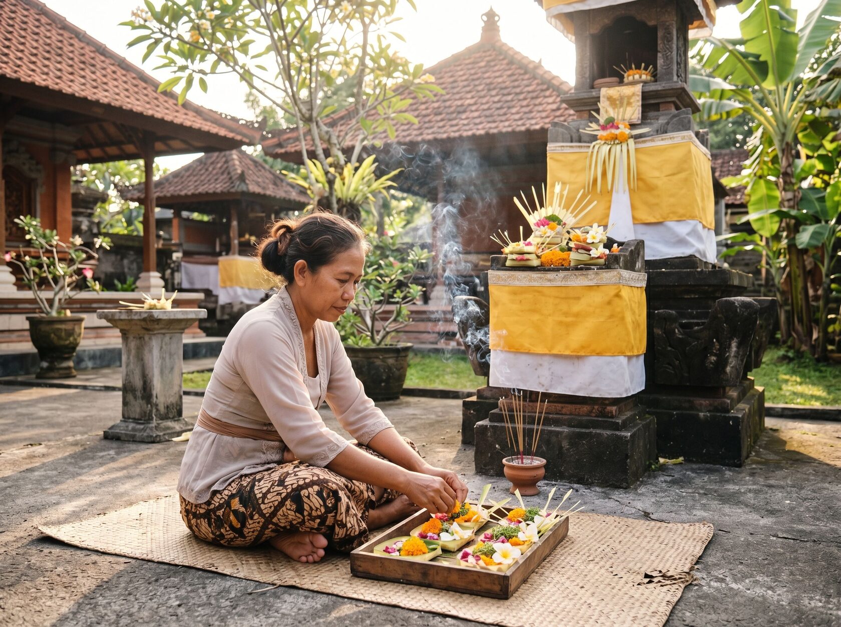 Persembahan Yadnya sederhana di rumah Bali