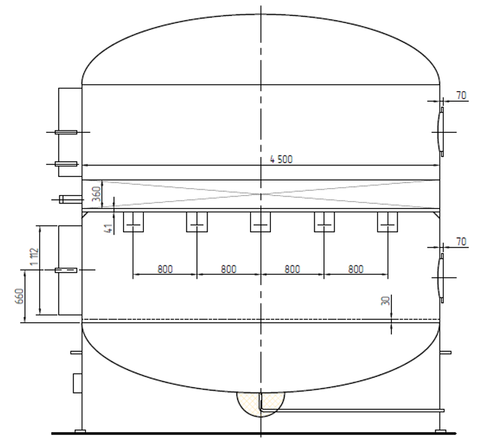 Однополочный каталитический реактор в химической промышленности