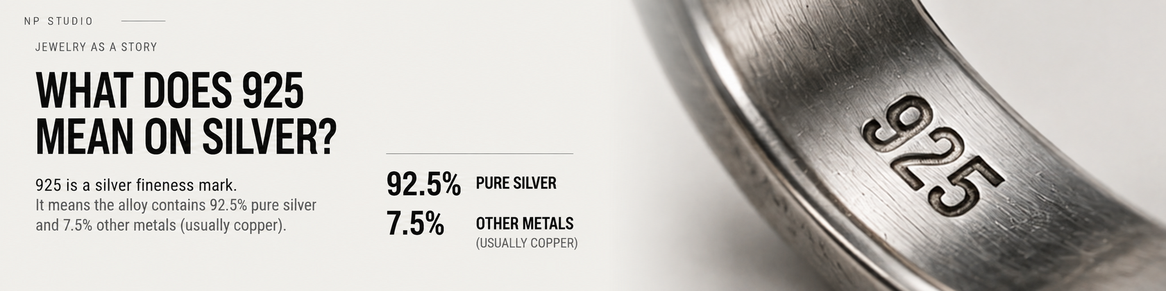 Possible parts of a silver hallmark: fineness mark, maker's mark and assay or control mark
