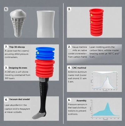 инфографика создания протеза ниже колена