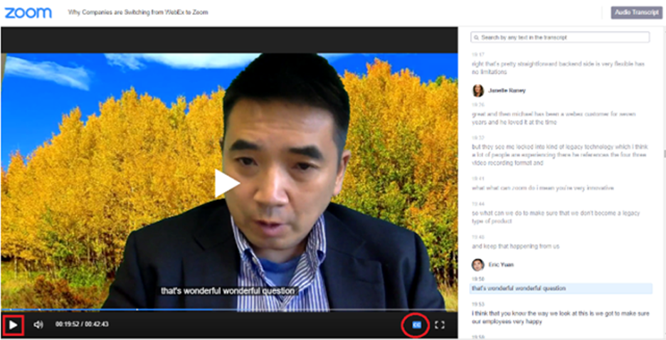 CC icon for showing captions in the lower right corner of a Zoom recording