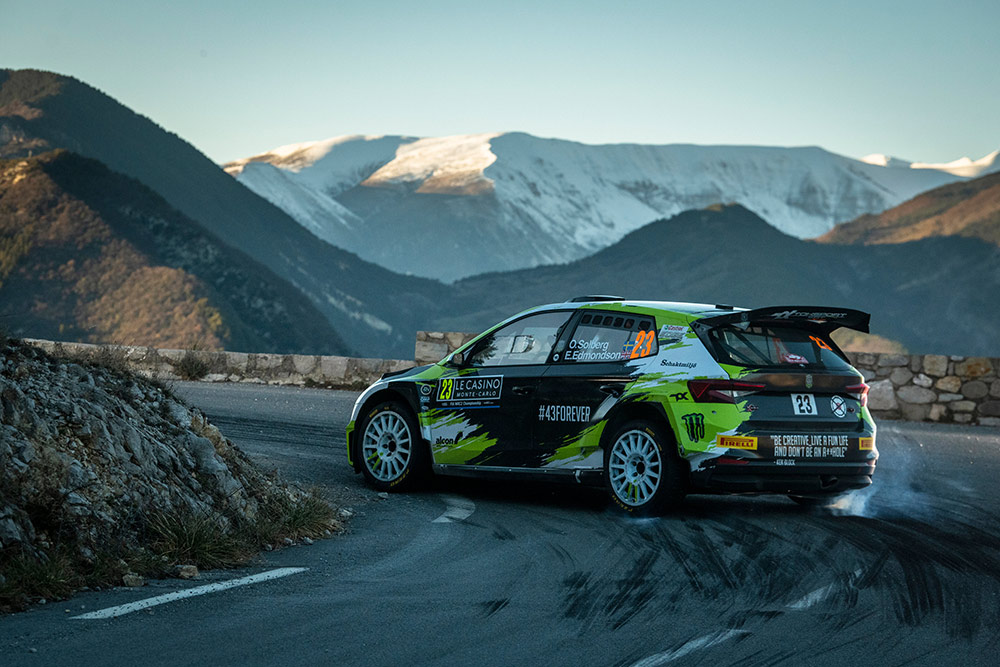 Оливер Сольберг и Эллиот Эдмондсон, Škoda Fabia RS Rally2, ралли Монте-Карло 2023/Фото: Jaanus Ree/Red Bull Content Pool