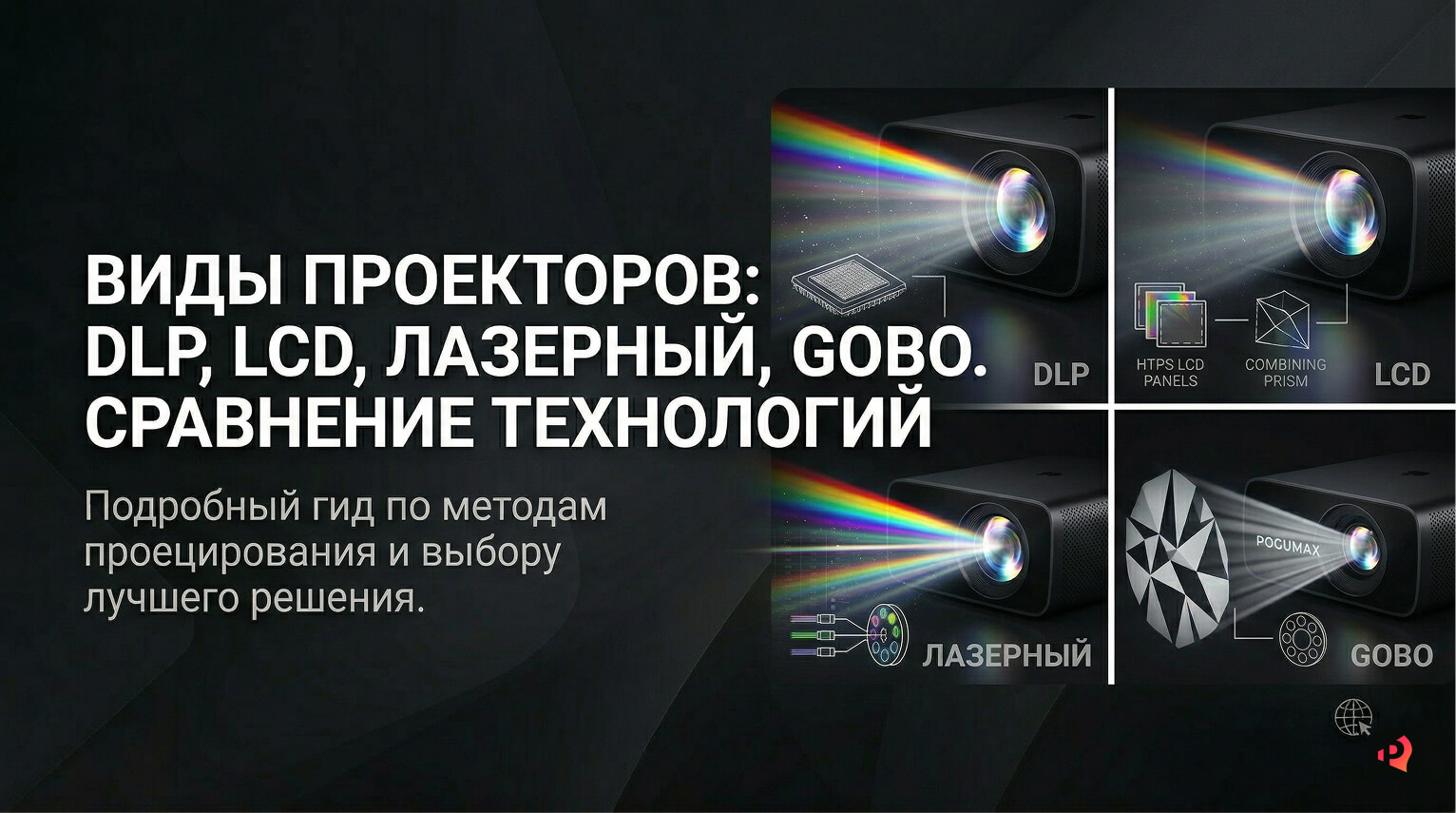 Виды проекторов: DLP, LCD, лазерный, GOBO — сравнение технологий