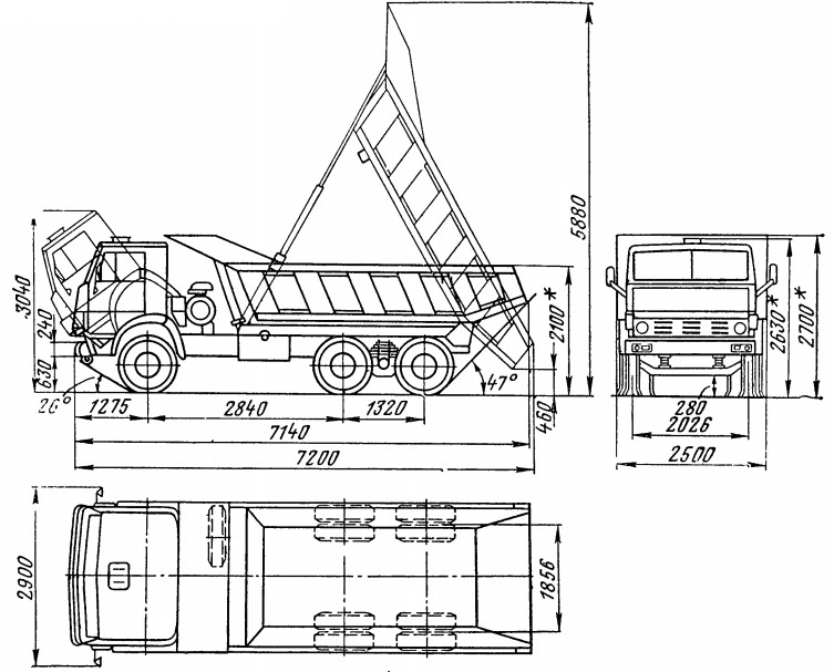 Маз чертеж самосвал