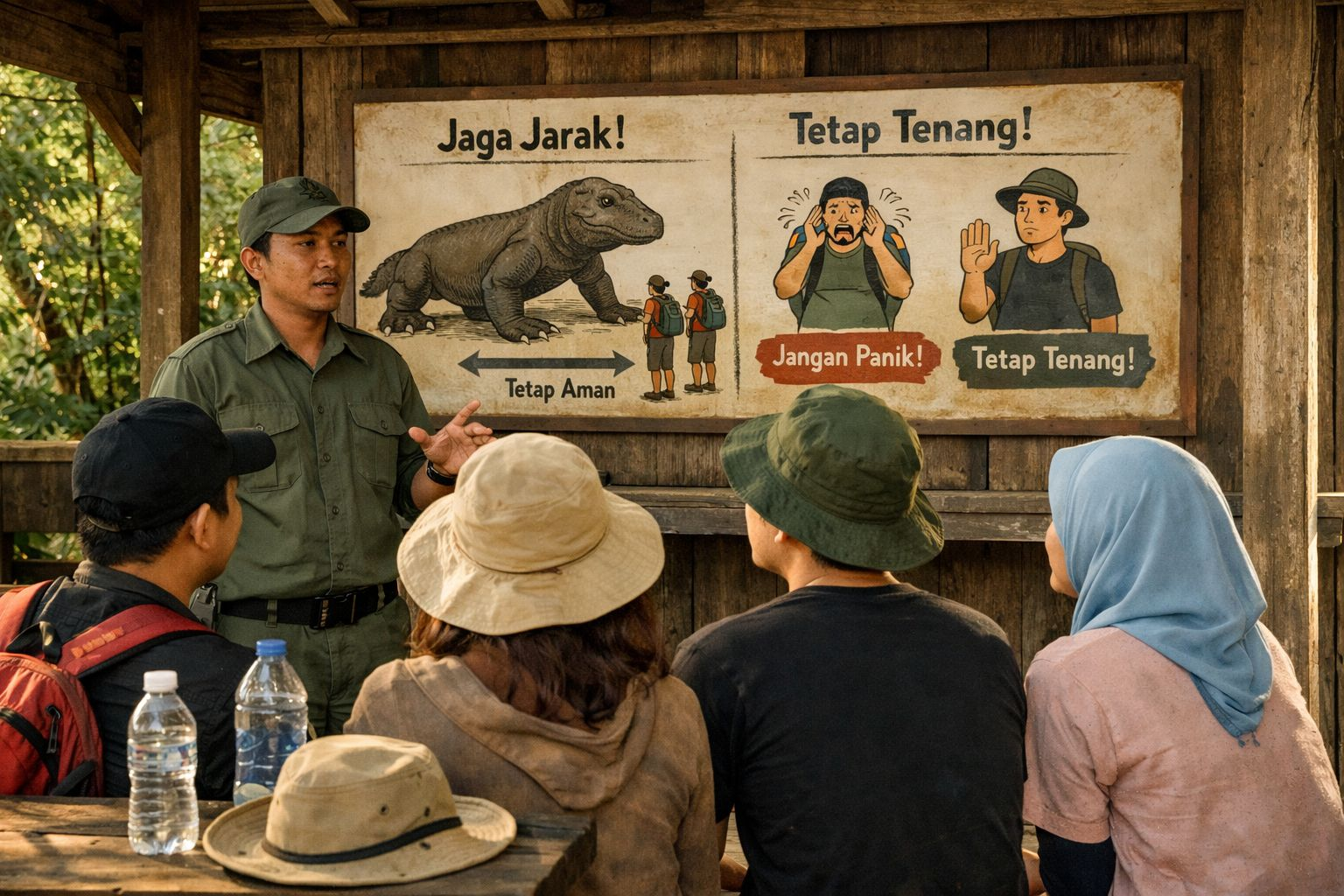 Jalur trekking di Pulau Komodo dengan pengawasan pemandu untuk wisata aman