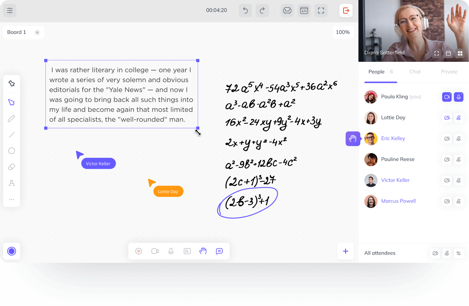 Видеочат с виртуальной доской и текстовым редактором