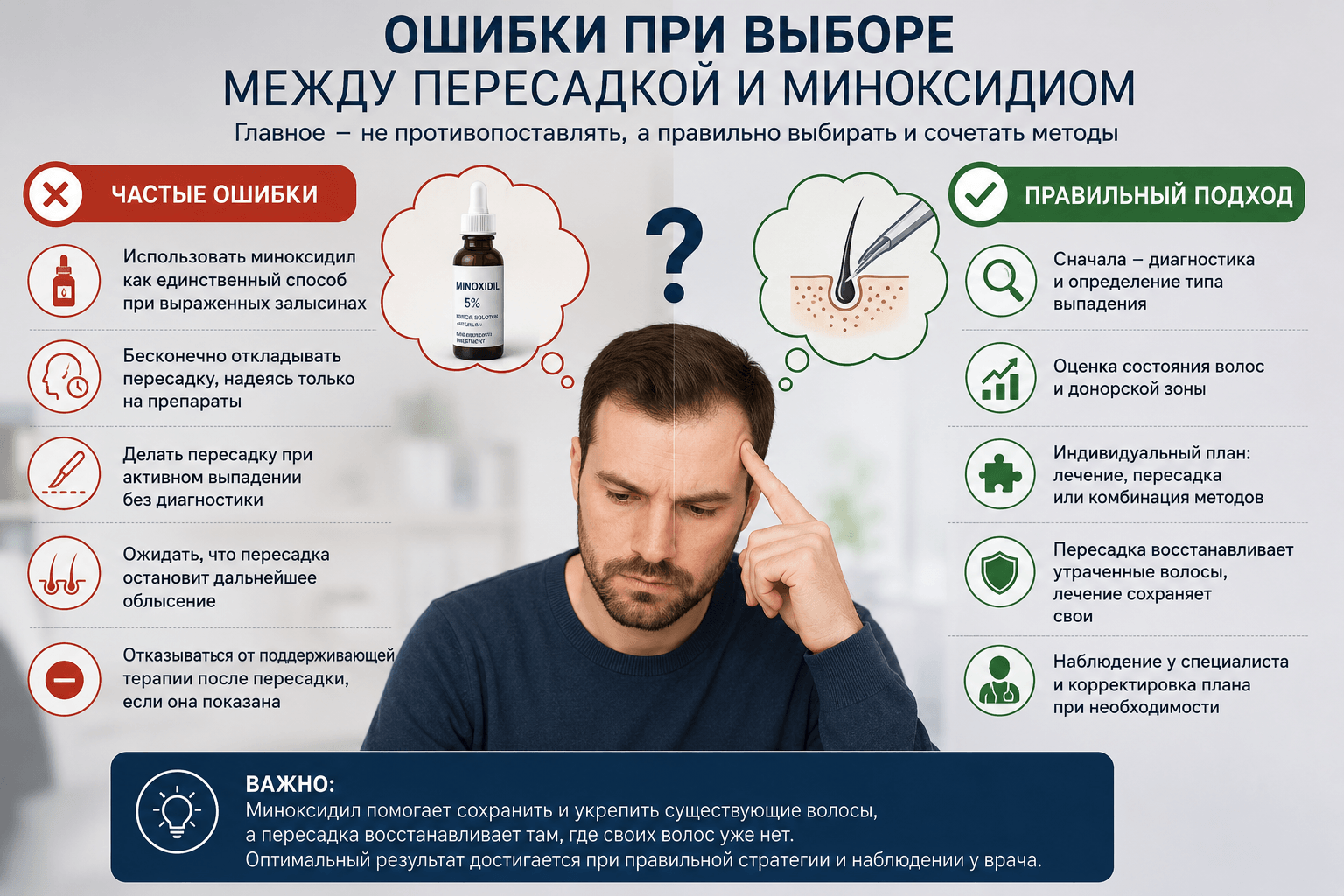 ошибка при выборе между пересадкой и миноксидилом