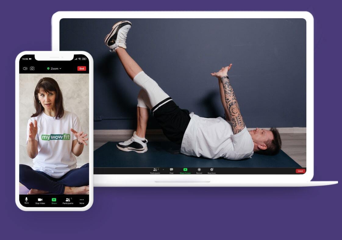 Man doing hamstring rehab exercises online with personal coach