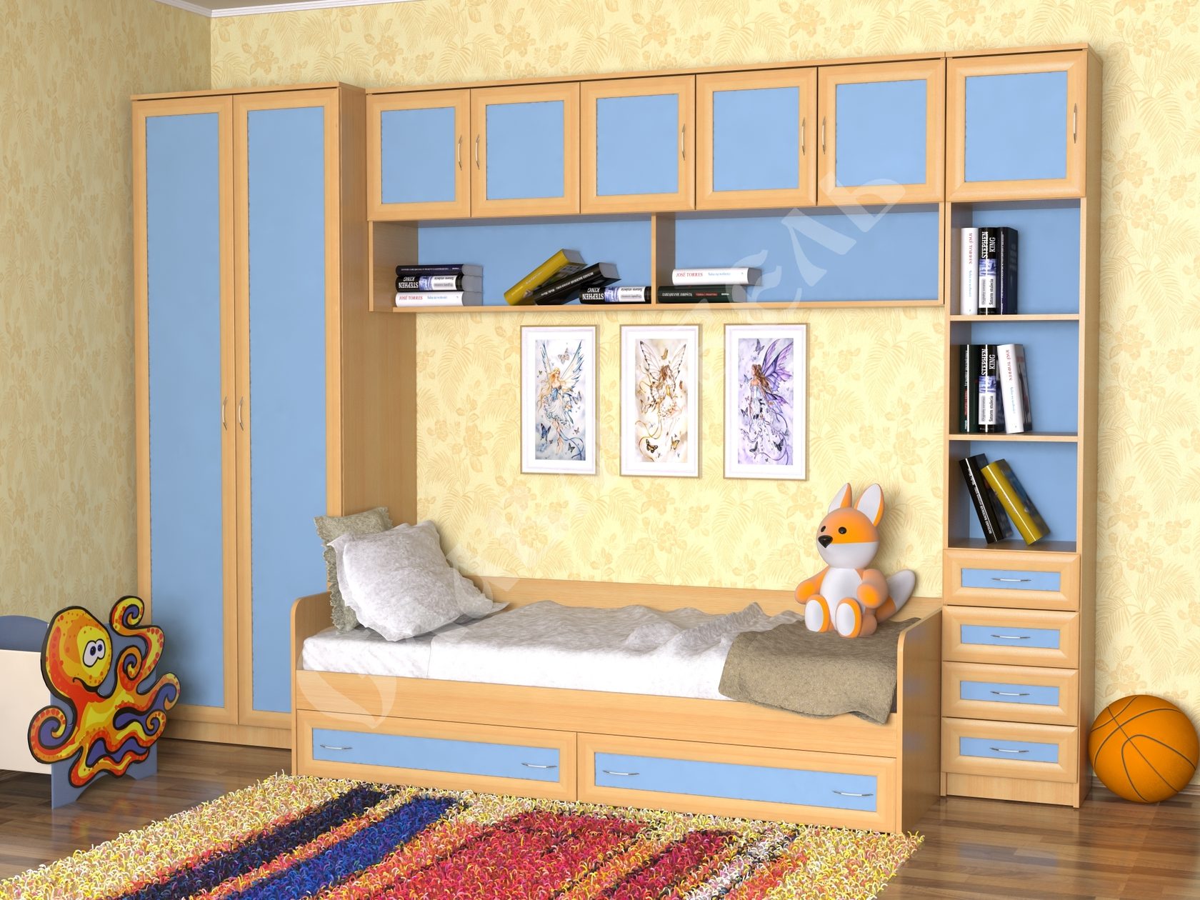 кровать и шкаф в детскую комнату