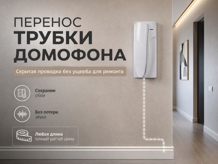 Перенос трубки домофона в другую комнату: цена вопроса скрытая проводка и этапы работ