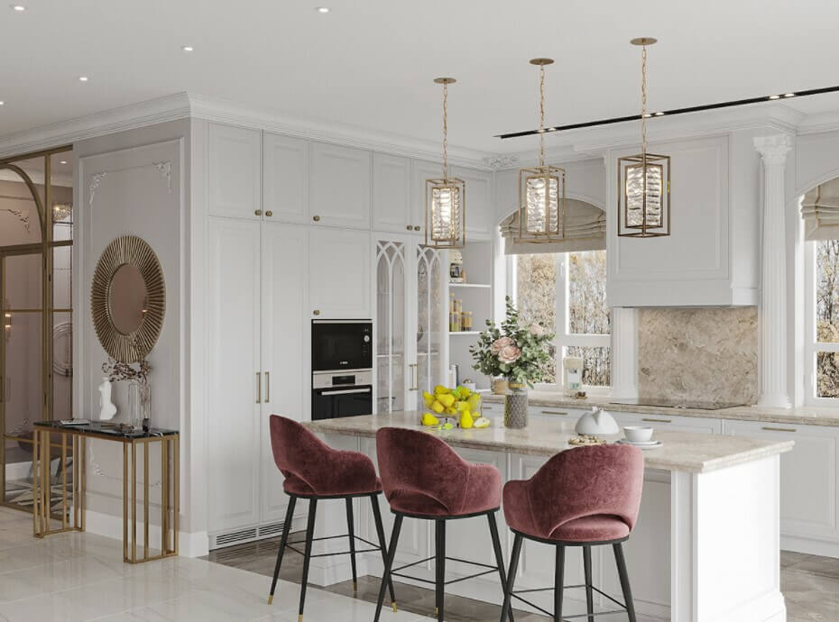 Кухня с фрезеровкой на фасадах со стеклом Боровск