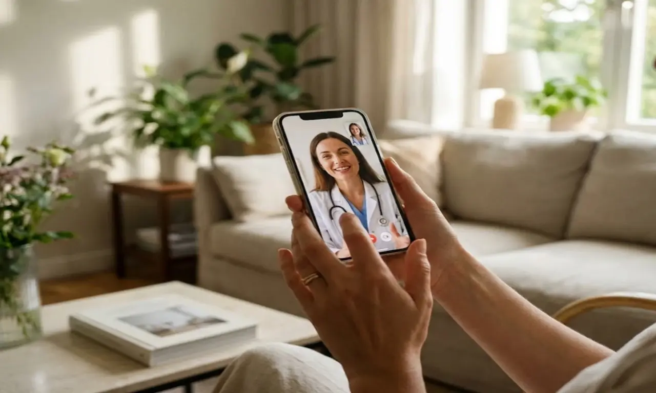 Онлайн-консультация гинеколога через смартфон для диагностики зуда.