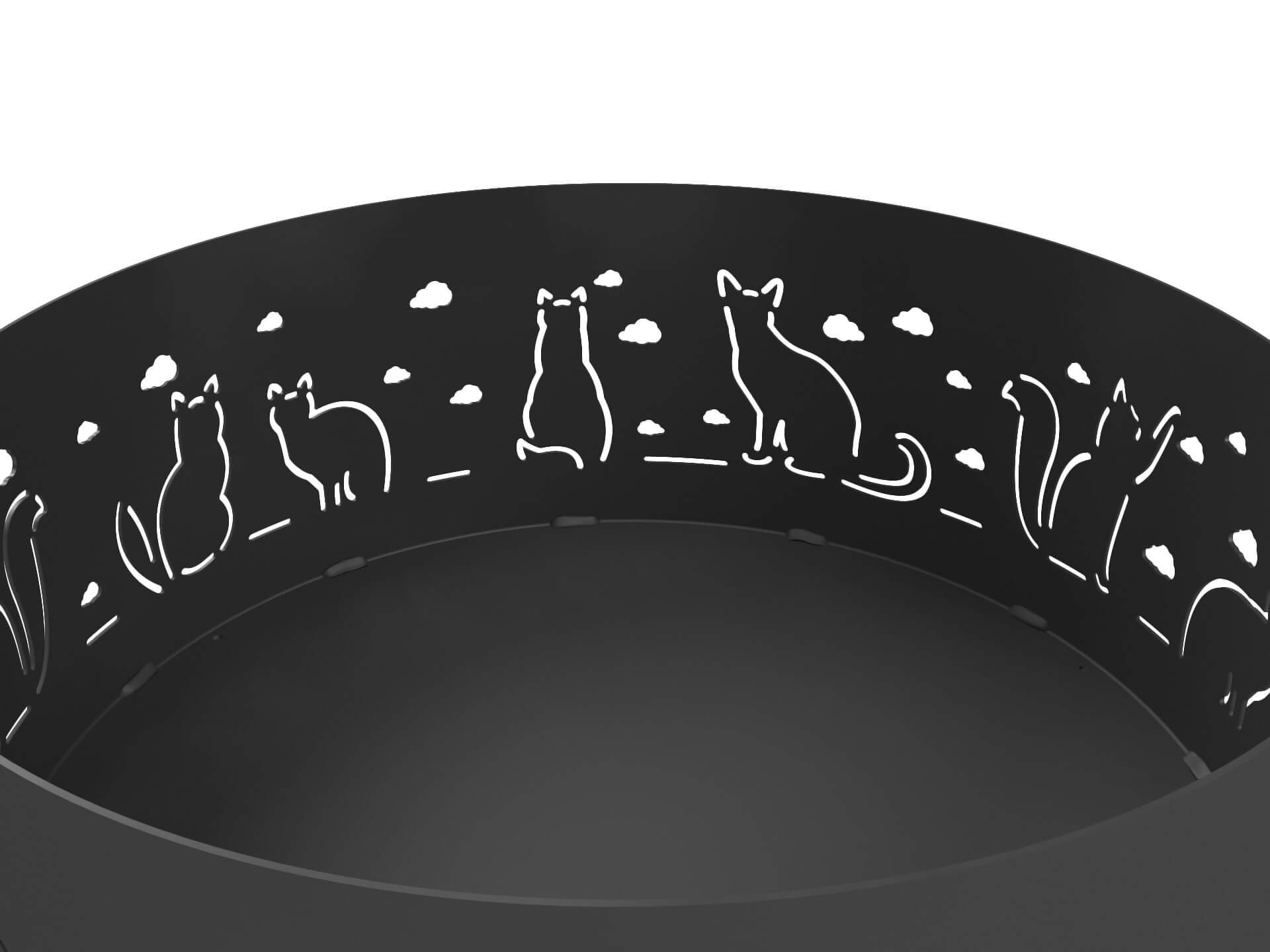 Костровая чаша Котики 65 см чёрная