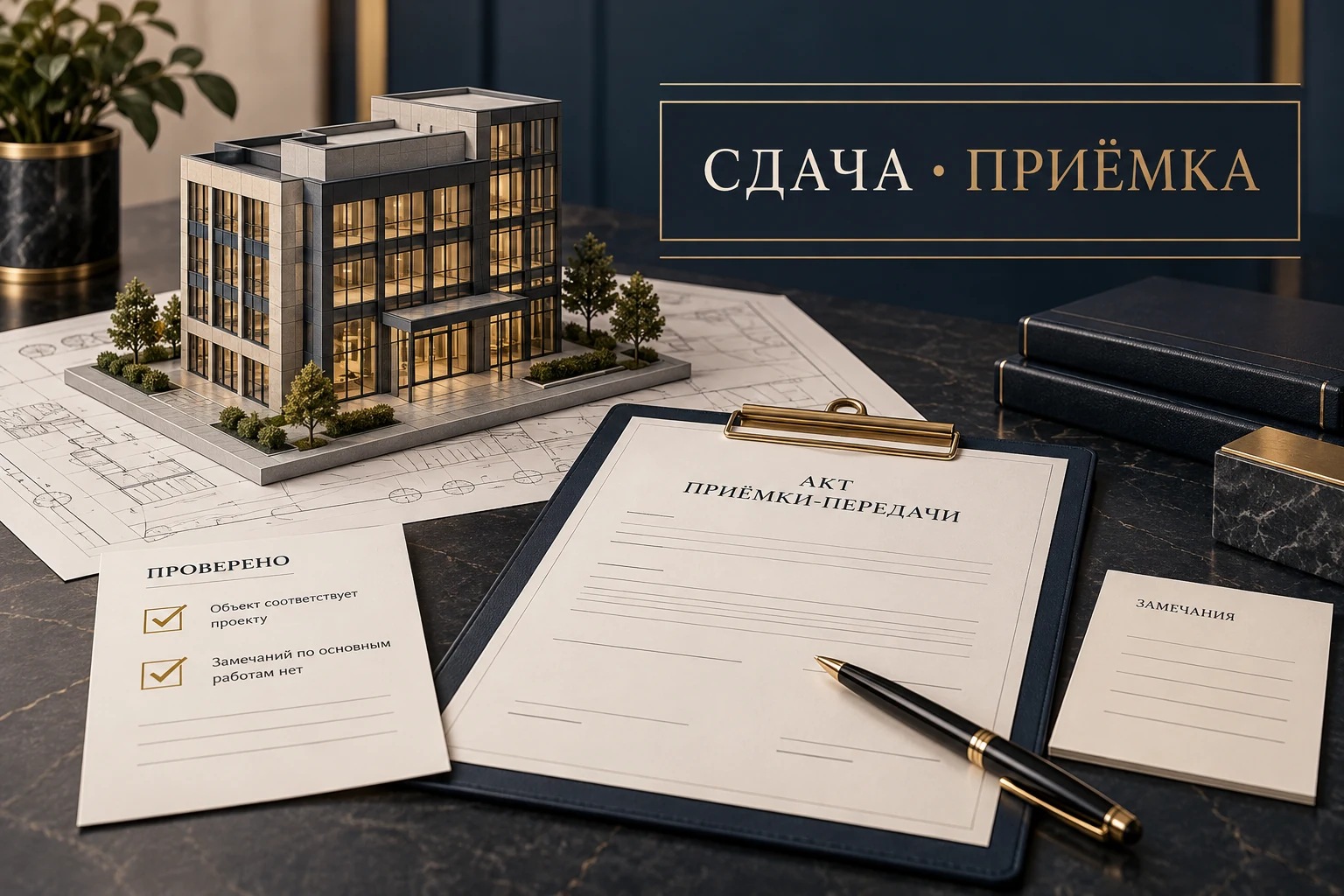 Приёмка строительных работ: акт, перечень замечаний и отметки о передаче документов