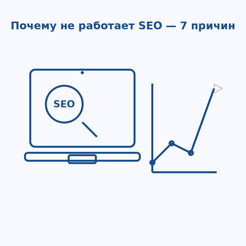 Минималистичная обложка с графиком для статьи почему SEO не работает