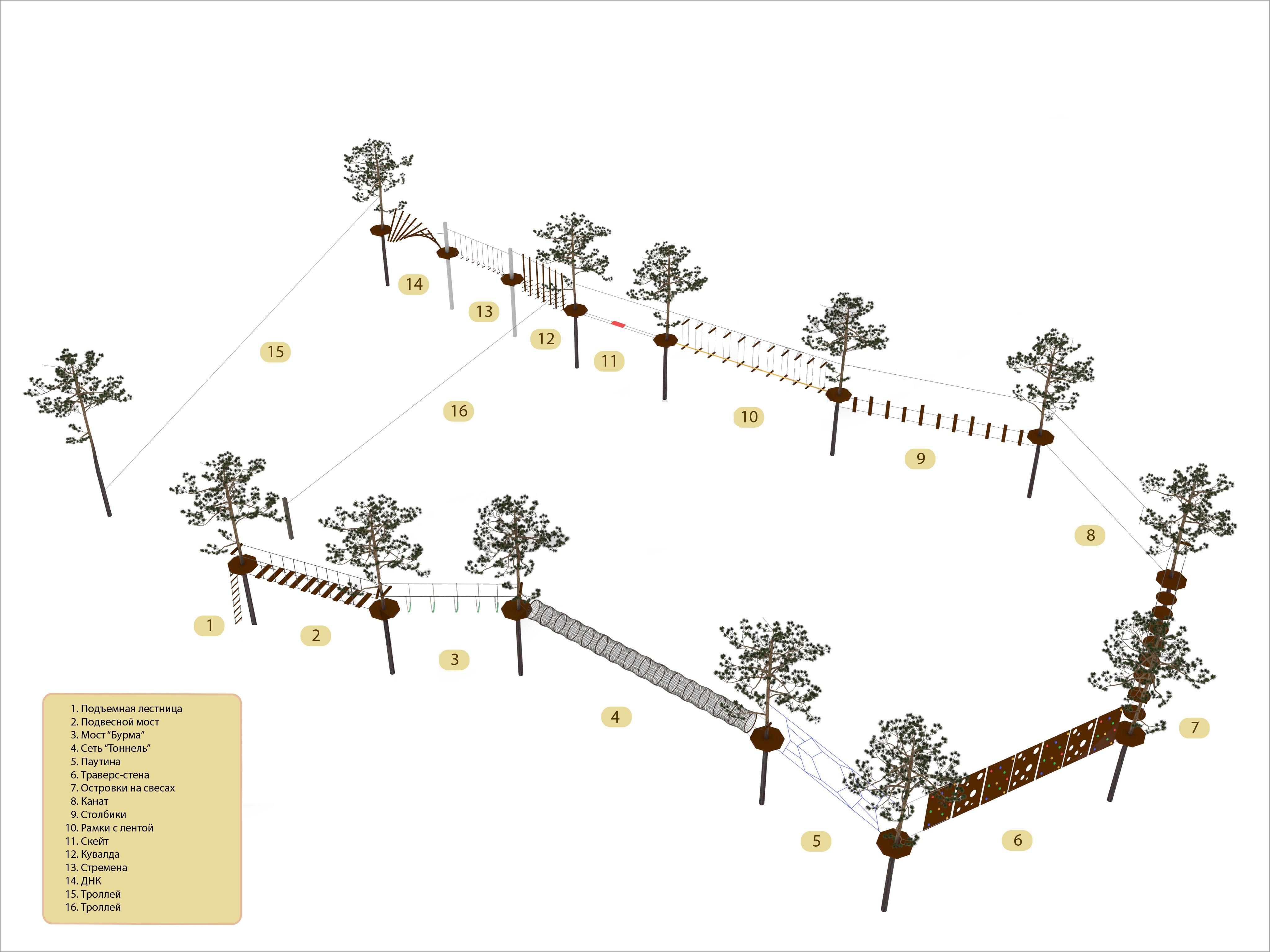 Веревочный парк КДО1-16
