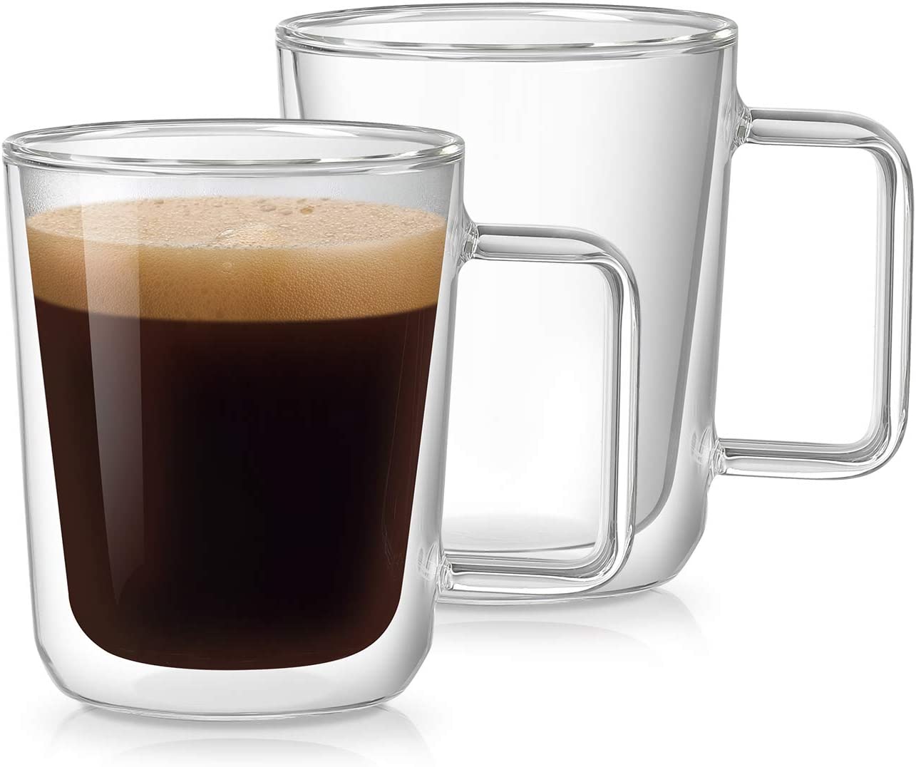  Aquach Double Wall Glass Coffee Mug 12 oz, Large Clear