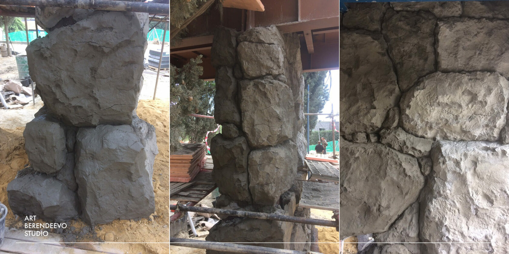 Процесс декора опорных балок арт бетоном