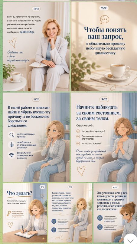 Лента Telegram-канала Ольги после запуска регулярного контента