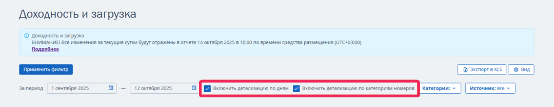Отчет о доходности и загрузки отеля в АСУ TL: WebPMS