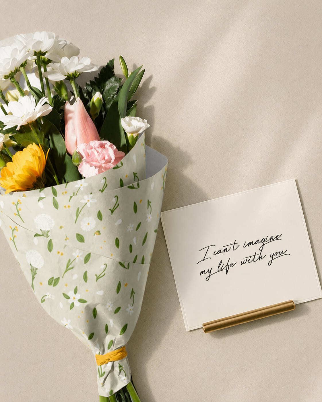 Elegant flower bouquet with romantic note card for flower delivery in Rabat Morocco