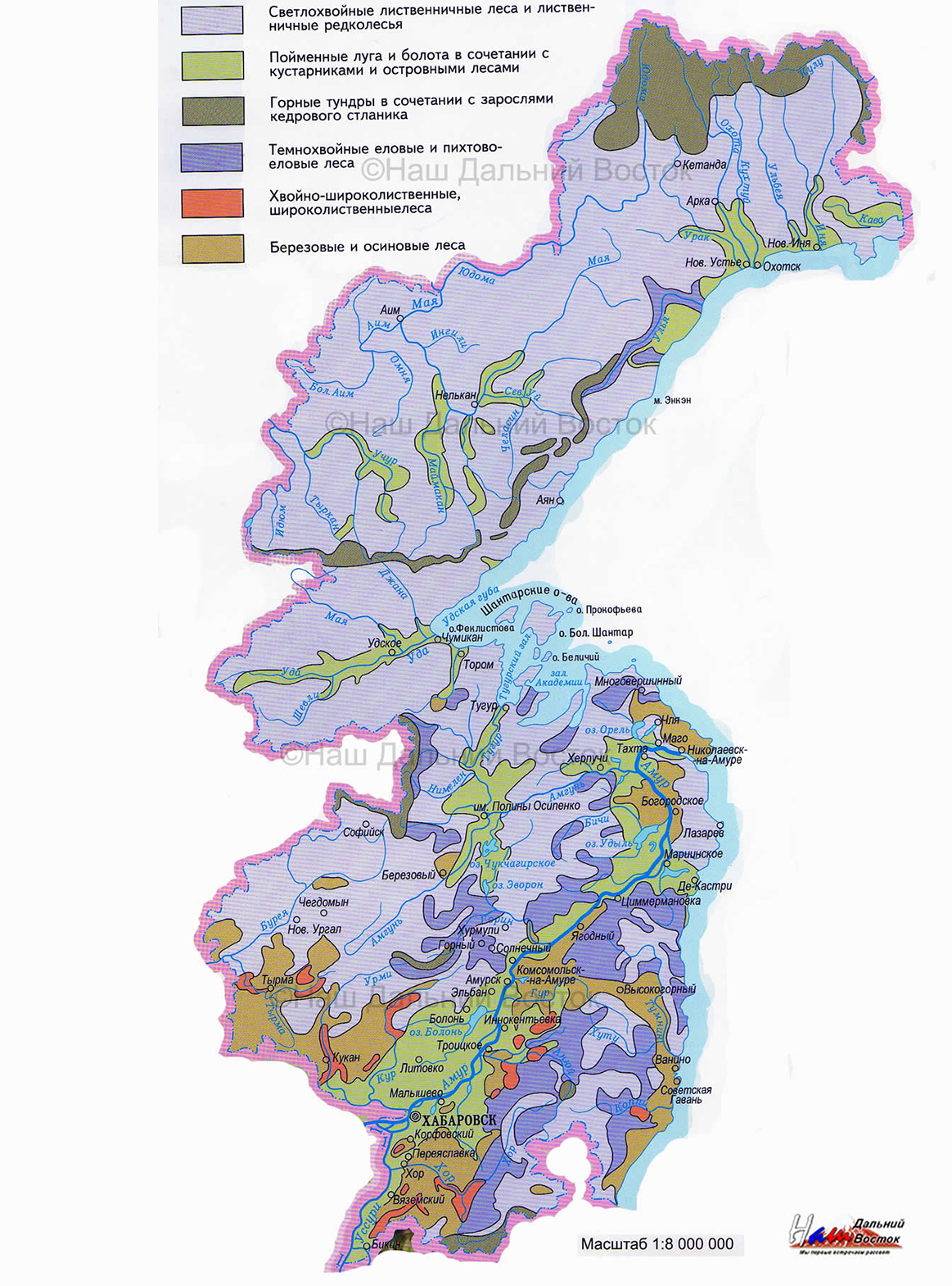 Растительность приморского края карта