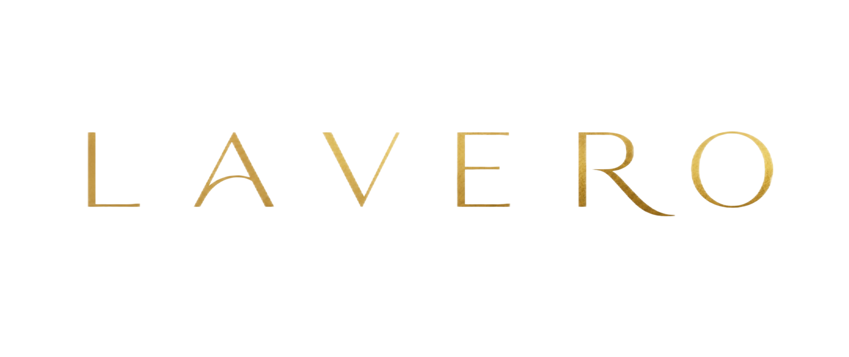 Логотип Lavero в минималистичном стиле с золотой типографикой на белом фоне.