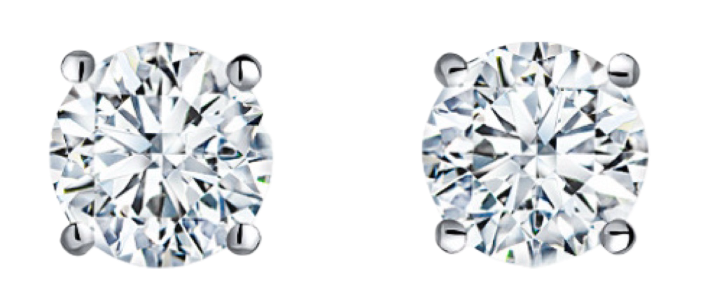 пусеты гвоздики с круглыми выращенными бриллиантами