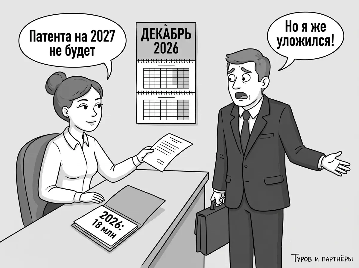 Отказ в патенте на 2027 год из-за дохода за 2026 год
