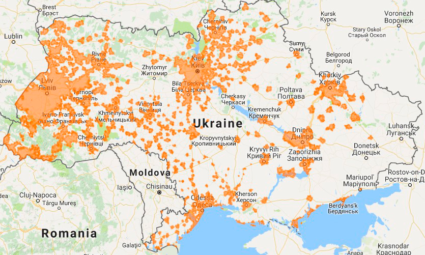 Карта отключения электричества на украине