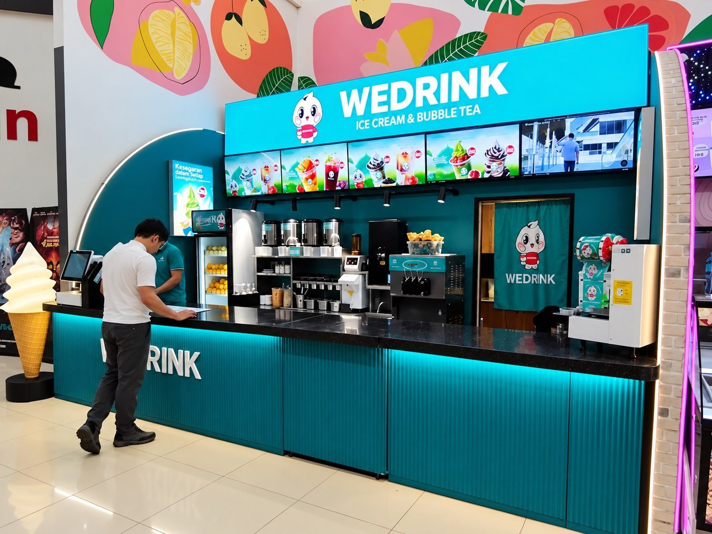 WeDrink — стойка вдоль стены в трц