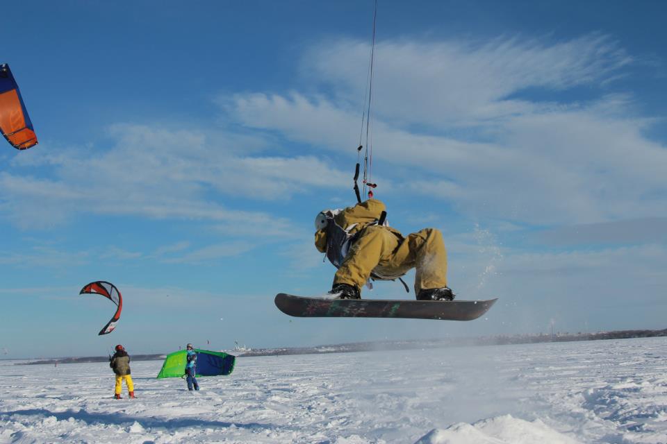 Зимний кайтинг в Москве в Строгино