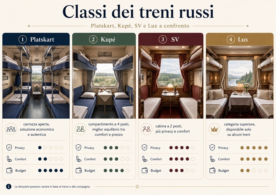Russi First Class Classi Treni Russi | Platskart Kupé SV Lux