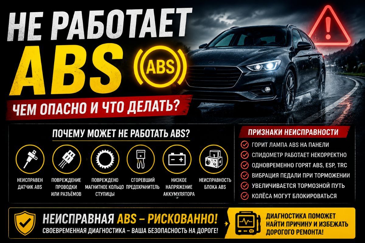 Не работает ABS — почему загорается ошибка и чем это опасно