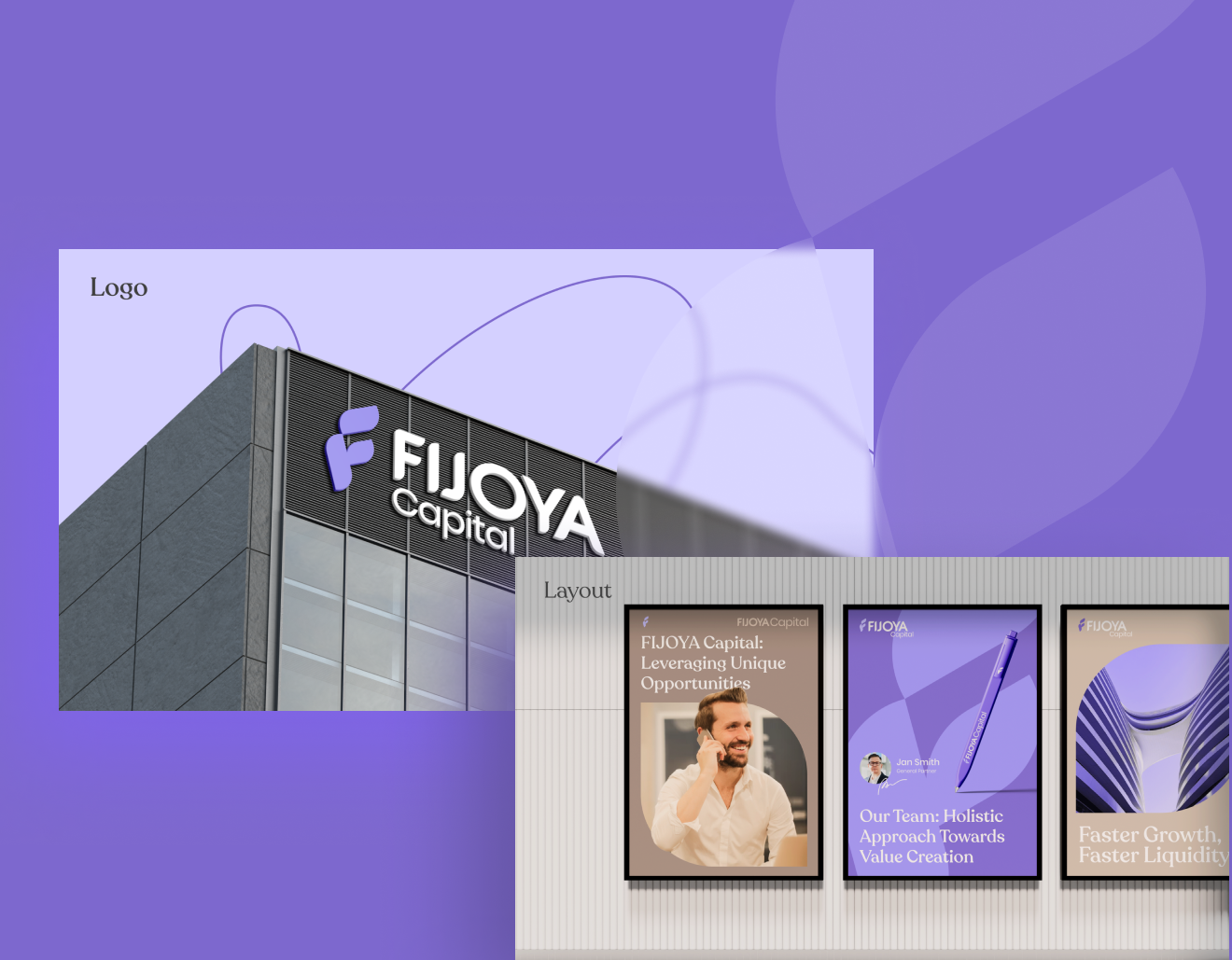 Разработка логотипа для компании "Fijoya" с сиреневым акцентом